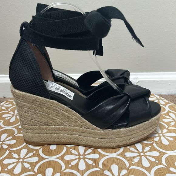 NWT Cole Haan Cloudfeel Hampton ankle tie espadrille wedge sandal in Black, 8.5 - Picture 8 of 11